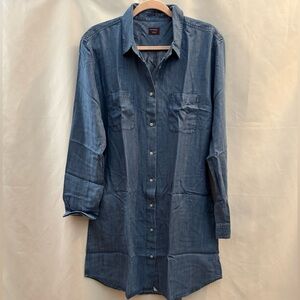 Untuckit Maraska Denim Long Sleeve Button Down Shirt Dress 12